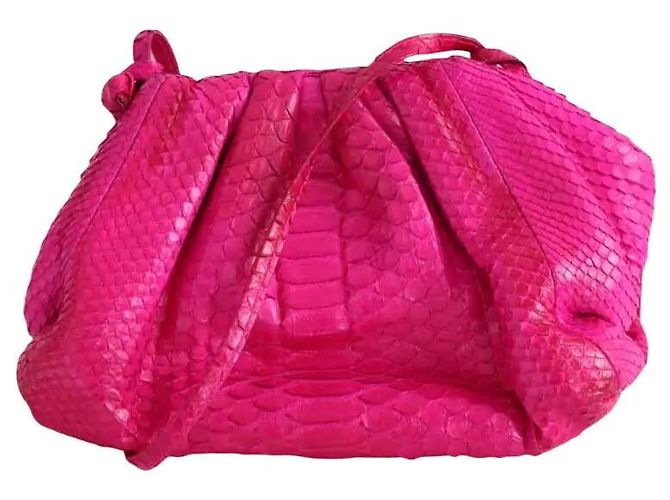 Autre Marque Mini mala Sista rosa em couro exótico