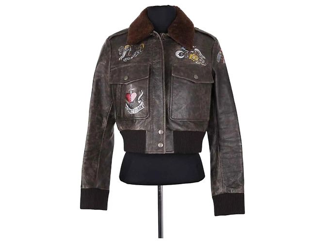 Giacca in pelle nera Valentino Nero
