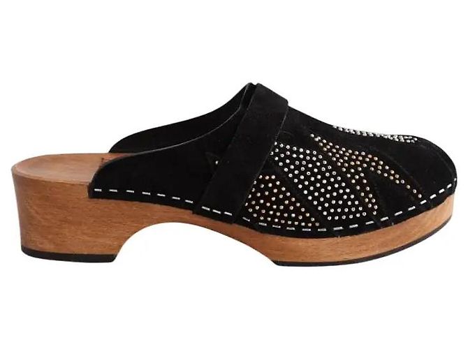 Autre Marque Clogs Slides schwarz mit Nieten-Details