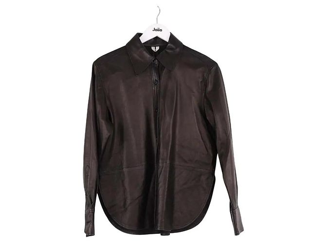 Autre Marque Arket Lederhemd in Schwarz