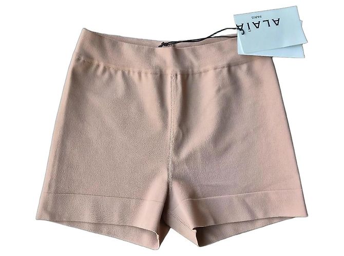 Alaïa Stretch-Viskose Shorts Nude Marineblau