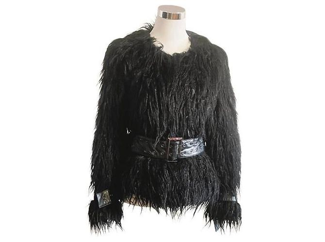 Marciano Kunstpelzjacke Schwarz Mongoleien-Effekt