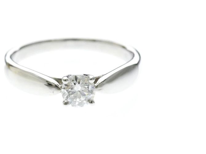 Autre Marque Tiffany Platin Solitär Diamant Ring Silber