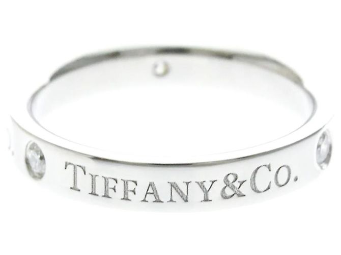 Autre Marque Tiffany Flat Band Ring mit 3 Diamanten Silber