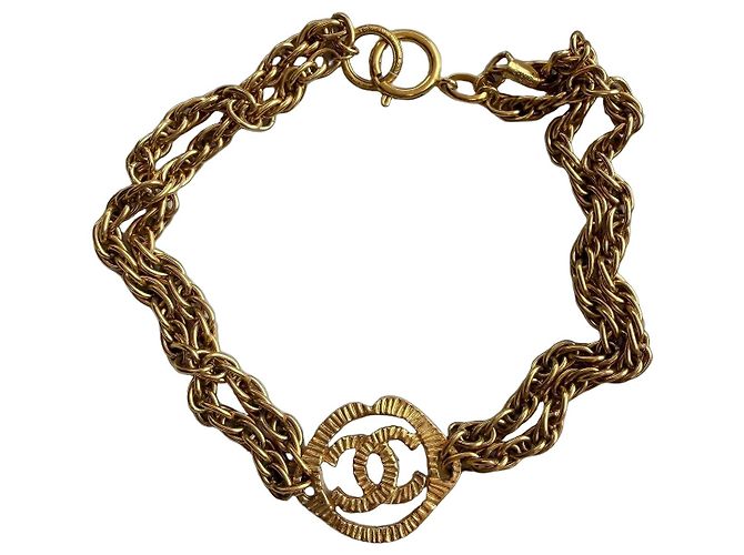 Collier chaîne Chanel CC Logo Doré