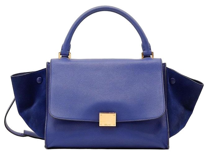 Céline Sac à main Celine "Big Bag" avec poignée en cuir bleu et daim