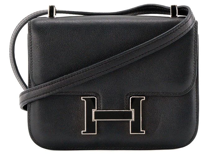 HERMÈS - Bolso de bandolera Constance 14 micro Hermès en piel swift negra Negro