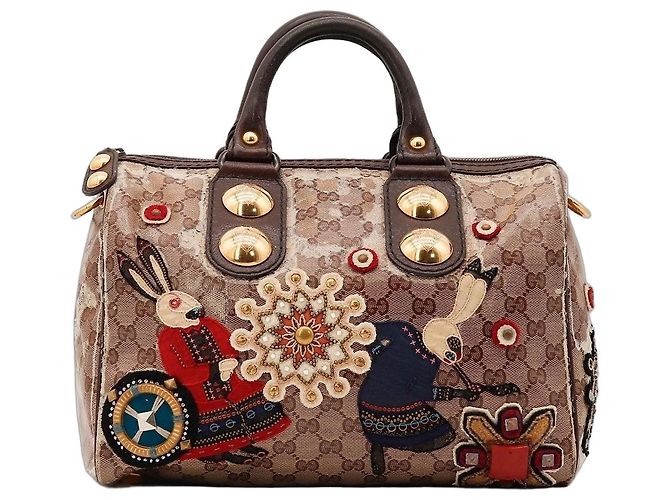 Bolsa Boston Gucci Monogram com Apliques