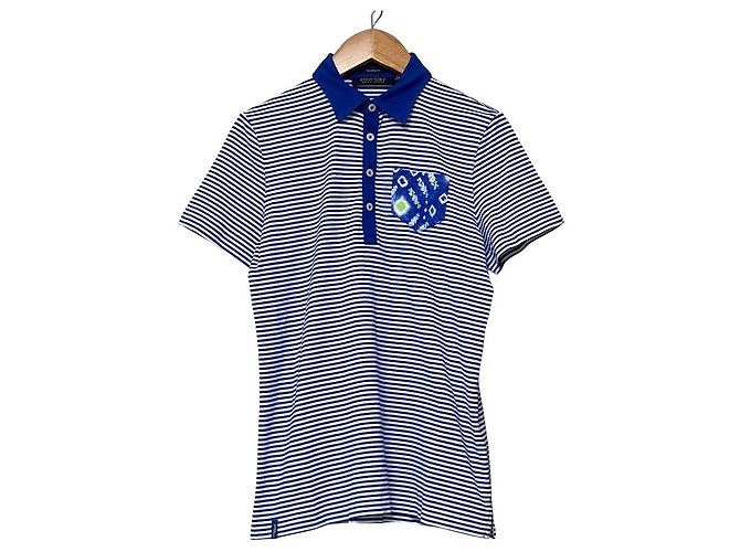 Polo Golf Ralph Lauren a maniche corte con taschino e righe Blu