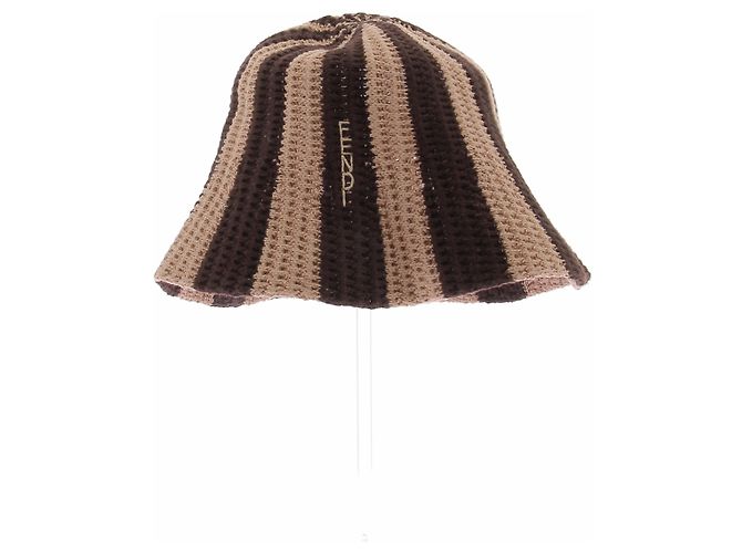 Fendi Cappello bucket intrecciato marrone e beige