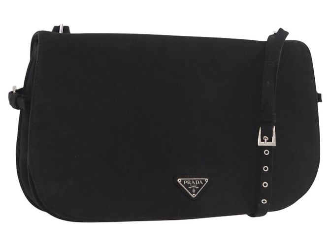 PRADA Shoulder Bag Nylon Black Silver