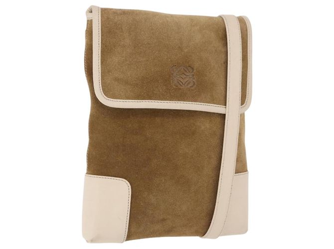 LOEWE Shoulder Bag Suede Brown Gold