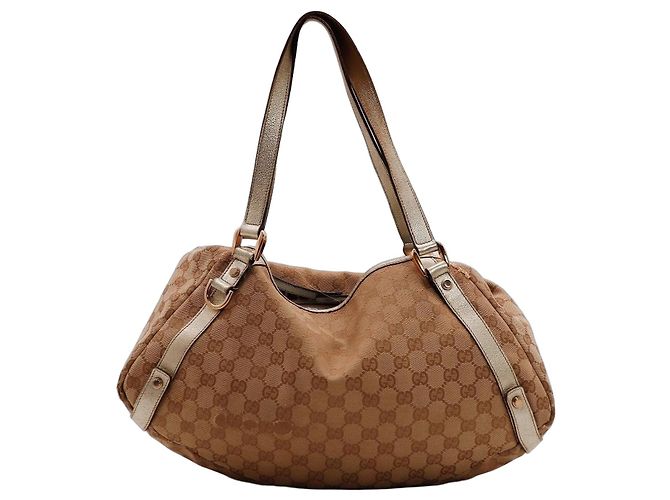 Bolsa Hobo Gucci Monogram Canvas Marrom Dourado