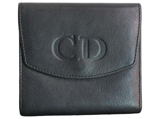 Dior 30 Montaigne Wallet Navy Blue Leather Black