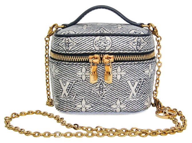 Sac Micro Vanity en Jacquard Laminé Monogram Louis Vuitton Blanc Bleu Marine