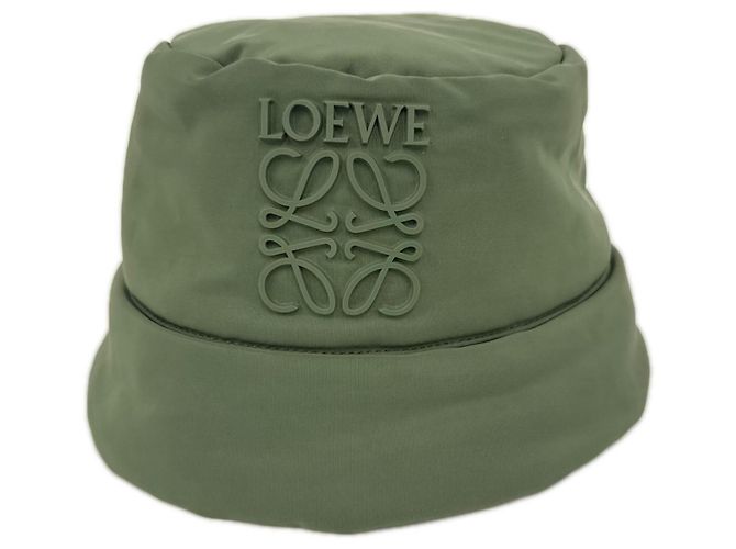 Loewe Khaki Nylon Canvas Bucket Hat