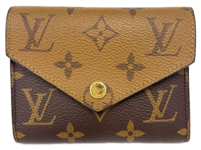 Louis Vuitton Monogram Reverse Portefeuille Victorine Tri-fold Wallet Marron Beige