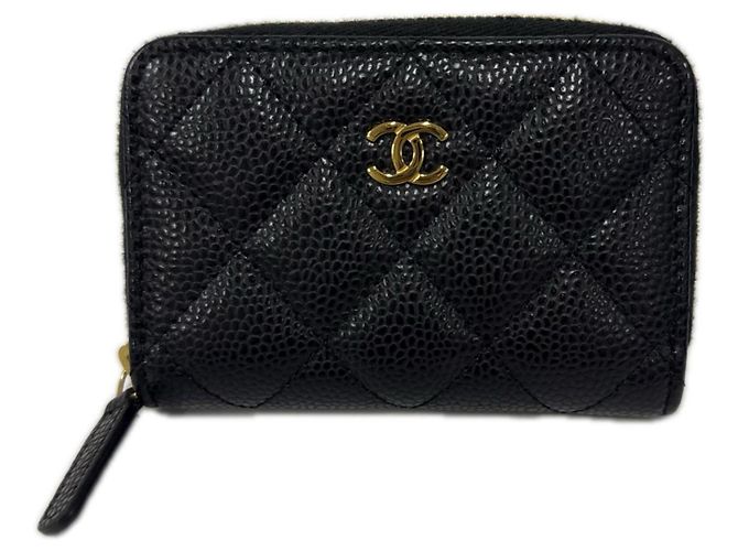 Chanel Matelassé Coco Mark Coin Purse Black Golden