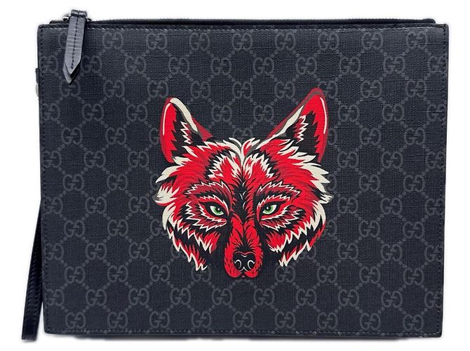 Pochette Gucci GG Supreme Marron Noir Rouge