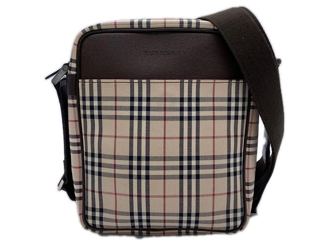 Borsa a tracolla Burberry Canvas Nova Check Marrone Multicolore