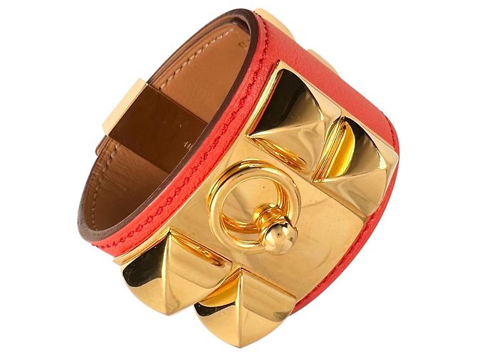 Hermès Hermes Collier de Chien Bangle in Leather Red