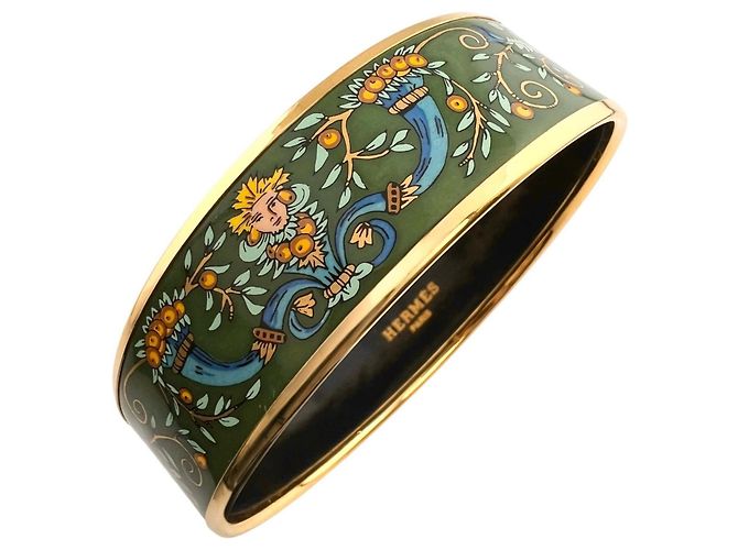 Hermès Bracelete GM em esmalte verde Hermes