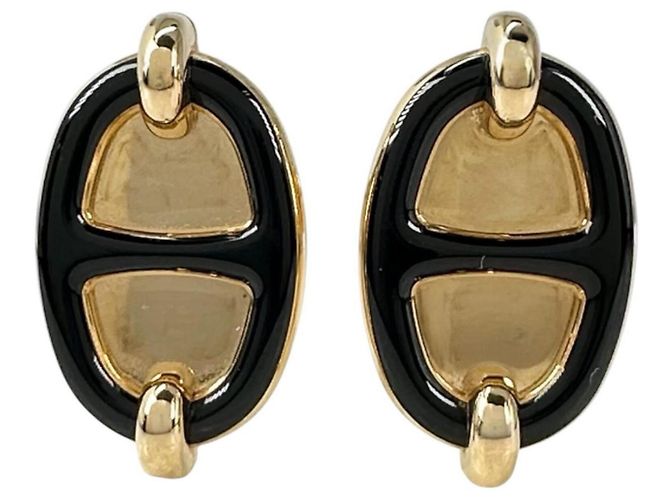 Hermès Hermes Mini Maillon H100052F Ohrringe Schwarz