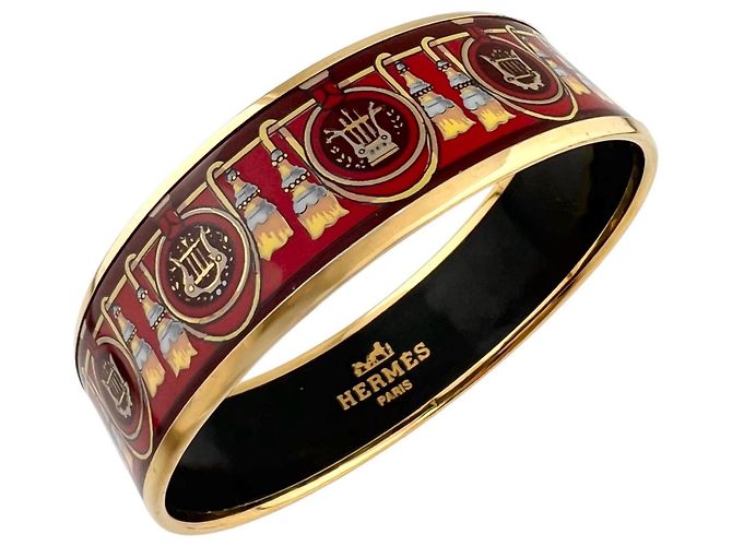 Hermès Bangles in metallo smaltato rosso Hermes GM