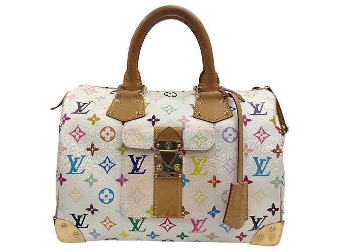 Louis Vuitton Speedy 30 Multicolor Blanc Handtasche Weiß Mehrfarben Monogramm