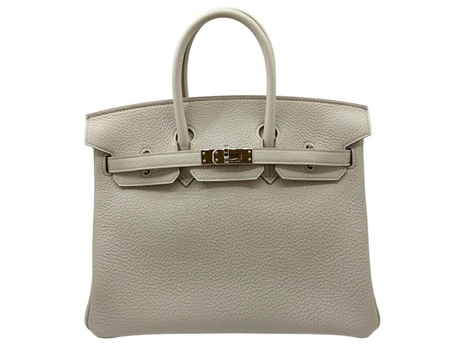 Hermès Bolsa Hermes Birkin 25 em couro Togo Cinza Cru