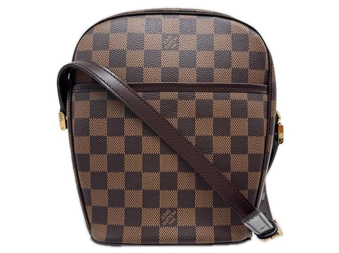 Bolso de hombro Louis Vuitton Damier Ipanema PM Castaño Beige Damier ebene