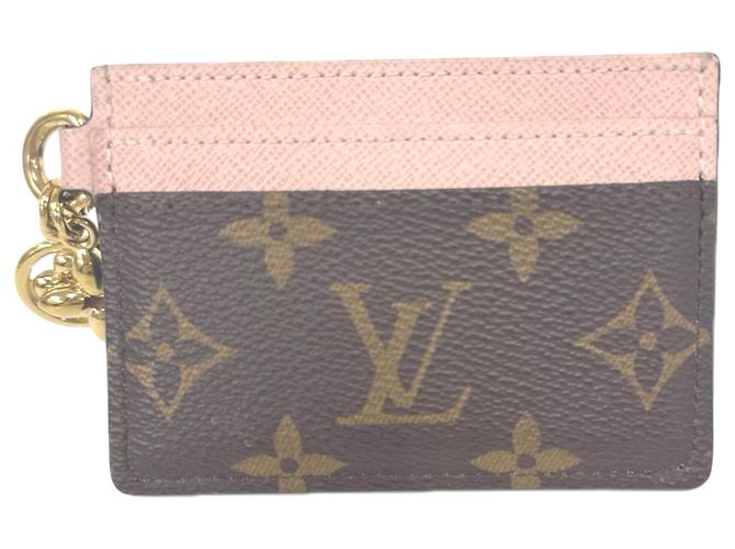 Louis Vuitton Monogram Card Case Brown Pink Beige
