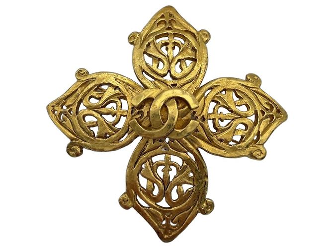 Broche Chanel CC Logo Dourado