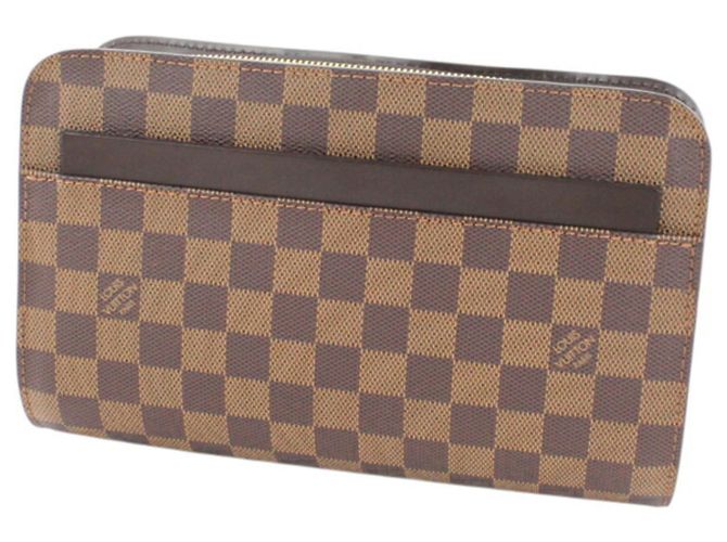 Borsa a pochette Louis Vuitton Saint da uomo Marrone Damier ebene
