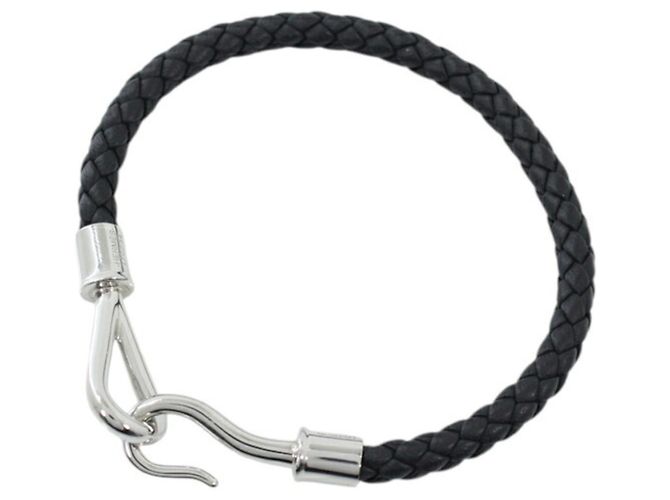 Hermès Pulseira Hermes Jumbo H Charm em couro Swift preto