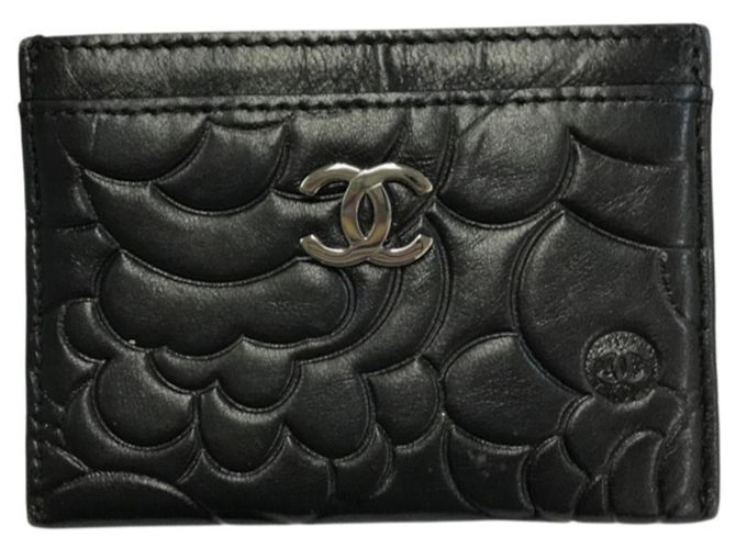 Chanel Camellia Visitenkartenetui Schwarz