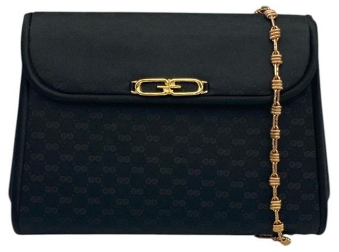 Borsa a tracolla Gucci Micro GG in raso con catena Nero