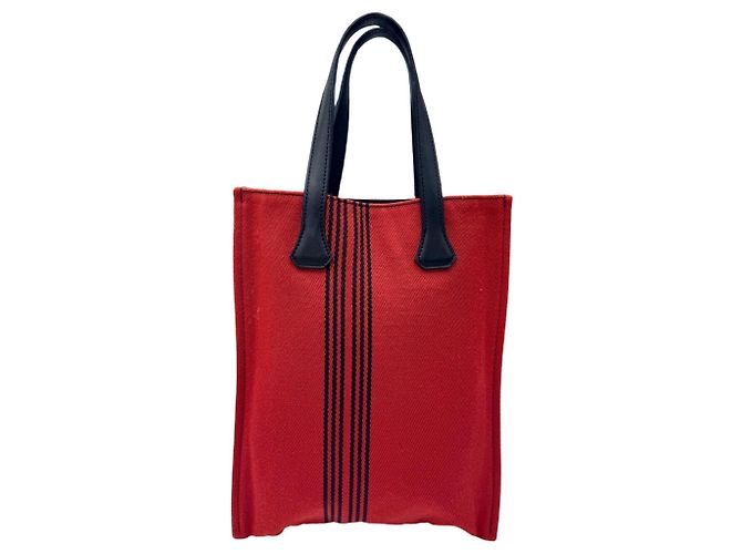 Hermès Sac cabas HERMES Potamoscabas en toile Noir Rouge