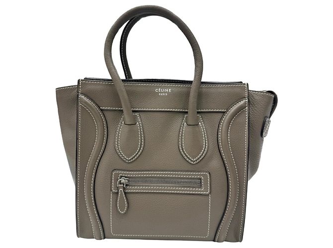 Céline Celine Luggage Micro Shopper Handtasche Beige
