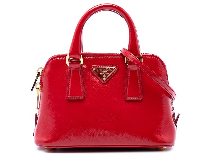 Prada Mini Bolso Promenade de Saffiano Vernice rojo Roja