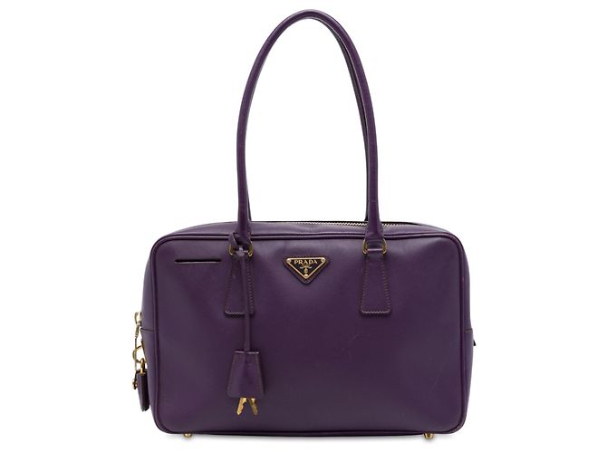 Bolsa Prada Purple Saffiano Lux Bauletto Top Handle Roxo