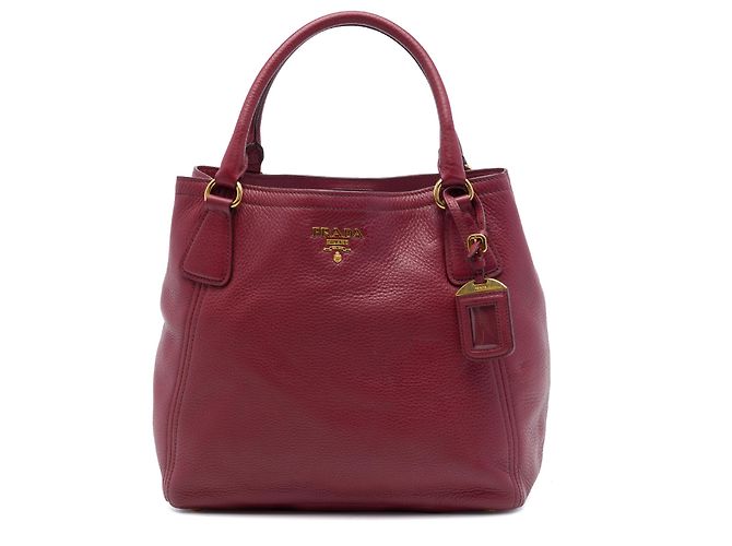 Sac cabas convertible ouvert Prada Red Vitello Daino Rouge