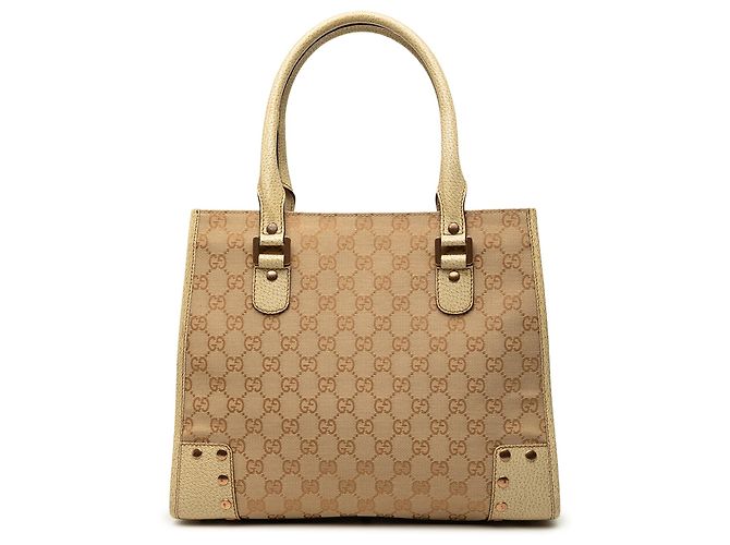 Borsa Tote Gucci Brown GG Canvas Nailhead Marrone Marrone chiaro