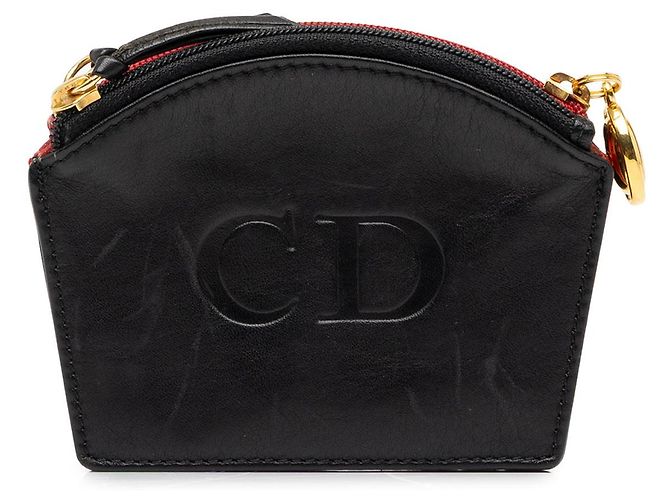 Portamonete CD Trio Dior in pelle nera Nero