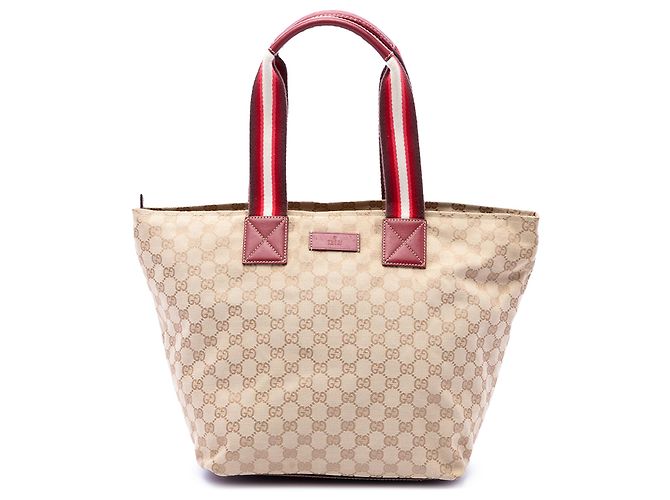 Gucci Beige GG Canvas Web Tote