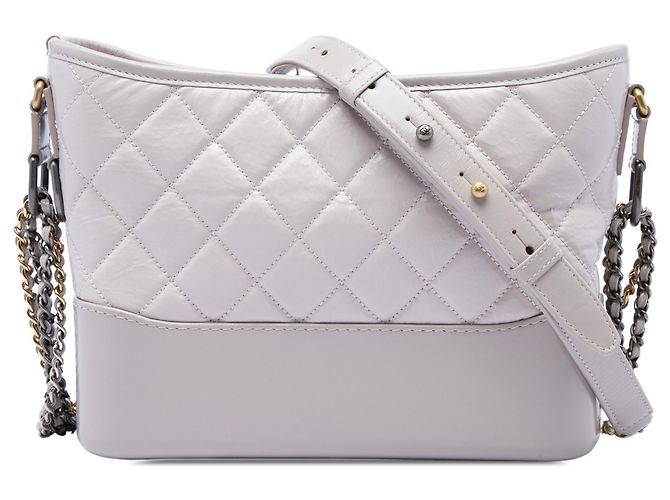 Chanel Gabrielle Hobo Small en piel de becerro acolchada gris Castaño