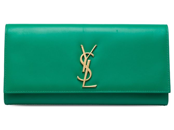 Autre Marque Clutch Cassandre Saint Laurent de piel lisa verde