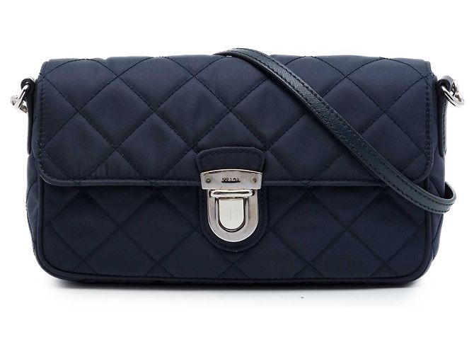 Prada Blue Impuntu Tessuto Crossbody Blu navy