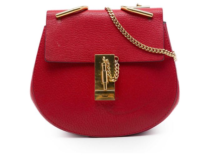 Chloé Mini Borsa a Tracolla Drew in Pelle Rossa Rosso