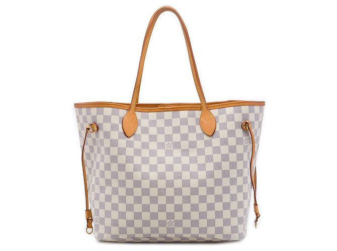 Louis Vuitton White Damier Azur Neverfull MM Blanc